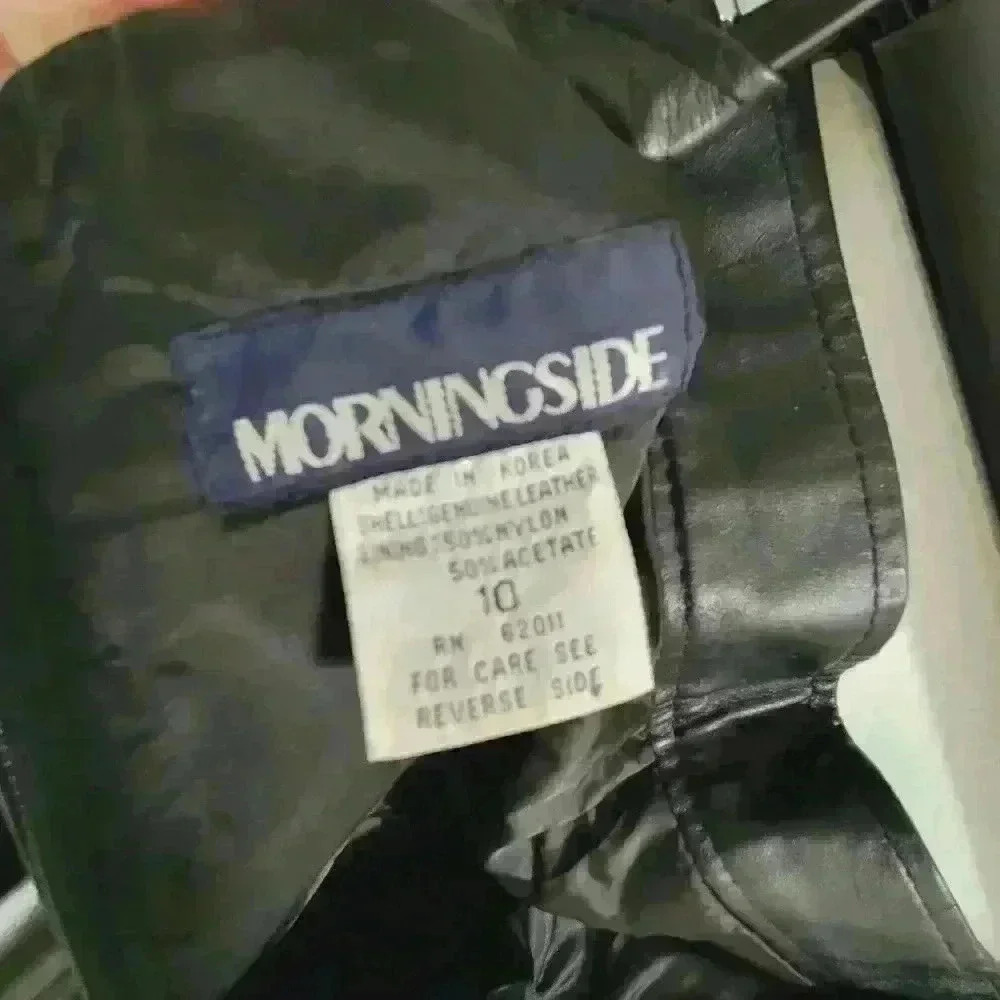 Beautiful Vintage Morningside Black REAL Leather Women's Skirt Size 10 - Picture 7 of 7